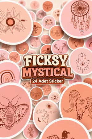 Mistik Sticker Seti - 24 Adet Yuvarlak Etiket Çıkartma