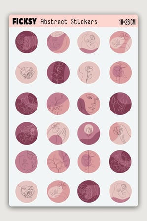 Abstre Yuvarlak Sticker Seti - 24 Adet Etiket Çıkartma