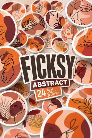 Abstre Yuvarlak Sticker Seti - 24 Adet Etiket Çıkartma