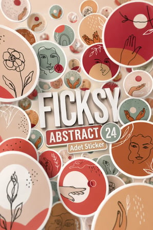 Abstre Yuvarlak Sticker Seti - 24 Adet Etiket Çıkartma
