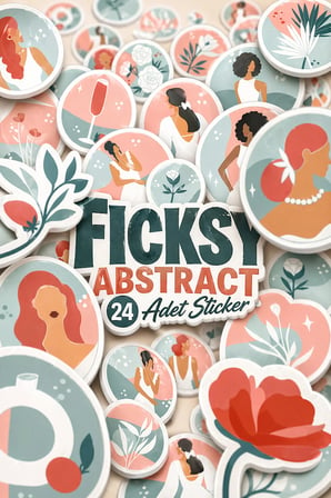 Abstre Yuvarlak Sticker Seti - 24 Adet Etiket Çıkartma