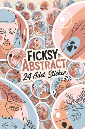 Abstre Yuvarlak Sticker Seti - 24 Adet Etiket Çıkartma