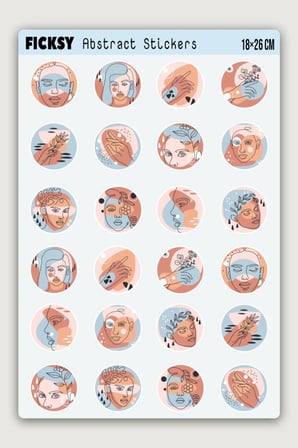 Abstre Yuvarlak Sticker Seti - 24 Adet Etiket Çıkartma