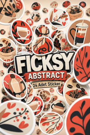 Abstre Yuvarlak Sticker Seti - 24 Adet Etiket Çıkartma