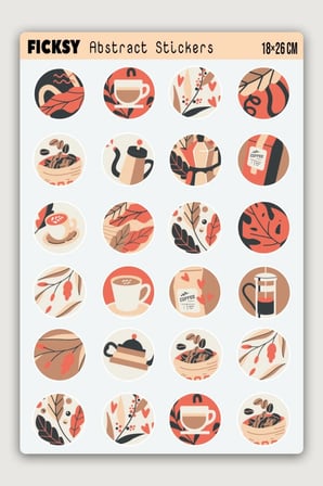 Abstre Yuvarlak Sticker Seti - 24 Adet Etiket Çıkartma