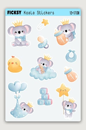 Sevimli Koala Sticker Seti - 11 Adet Etiket Çıkartma