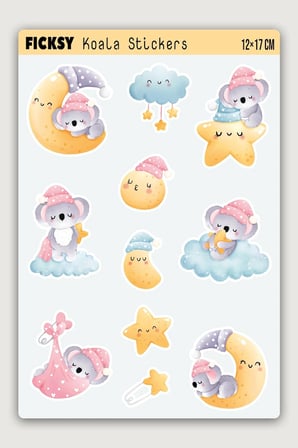 Sevimli Fil Sticker Seti - 11 Adet Etiket Çıkartma