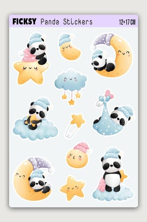 Sevimli Panda Sticker Seti - 11 Adet Etiket Çıkartma