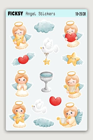 Sevimli Melek Sticker Seti - 14 Adet Etiket Çıkartma