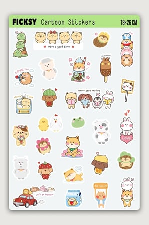 Kawaii Stili Sevimli Hayvanlar Sticker Seti - 28 Adet Etiket Çıkartma