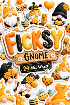 Sevimli Bal Arısı Cücesi Sticker Seti - 24 Adet Etiket Çıkartma