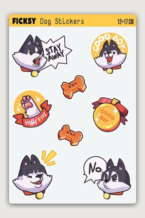 Sevimli Yavru Shiba Inu Köpeği Sticker Seti - 8 Adet Etiket Çıkartma