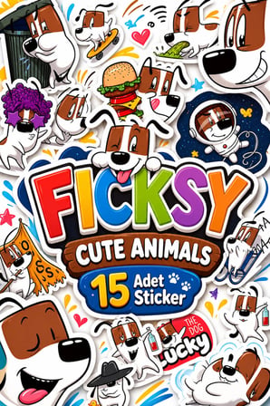 Sevimli Köpek Sticker Seti - 15 Adet Etiket Çıkartma