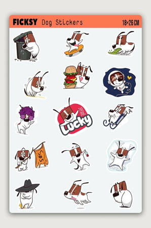 Sevimli Köpek Sticker Seti - 15 Adet Etiket Çıkartma
