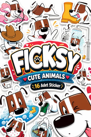 Sevimli Köpek Sticker Seti - 16 Adet Etiket Çıkartma