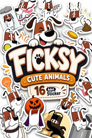 Sevimli Köpek Sticker Seti - 16 Adet Etiket Çıkartma