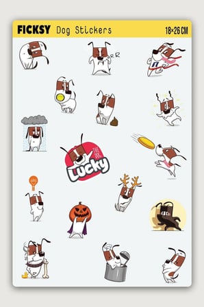Sevimli Köpek Sticker Seti - 16 Adet Etiket Çıkartma