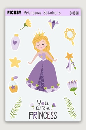 Sevimli Prenses Sticker Seti - 13 Adet Etiket Çıkartma