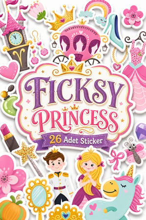 Sevimli Unicorn Prenses Sticker Seti - 26 Adet Etiket Çıkartma