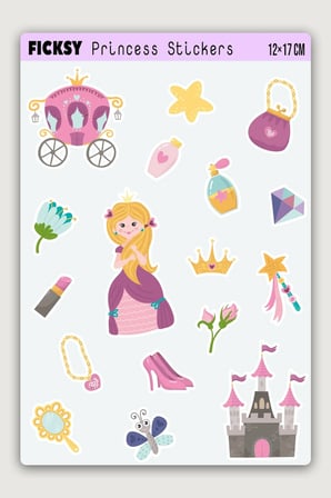 Sevimli Prenses Sticker Seti - 17 Adet Etiket Çıkartma