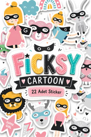 Sevimli Süper Kız Ve Arkadaşları Sticker Seti - 22 Adet Etiket Çıkartma