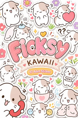 Kawaii Stili Sevimli Guinea Pig Sticker Seti - 17 Adet Gine Pig Etiket Çıkartma