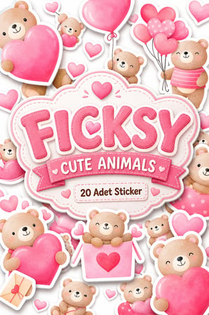 Sevimli Ayıcık Teddy Bear Aşk, Kalp, Sevgililer Günü Temalı Sticker Seti - 20 Adet Etiket Çıkartma