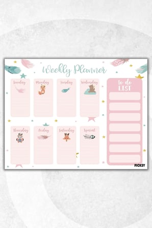 Çocuk Haftalık Planlayıcı - A4 - 30 Yaprak - Öğrenci Planlayıcı - Okul Planlayıcı - Ders Programı