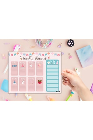 Çocuk Haftalık Planlayıcı - A4 - 30 Yaprak - Öğrenci Planlayıcı - Okul Planlayıcı - Ders Programı