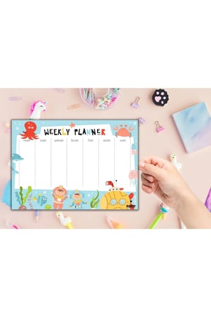 Çocuk Haftalık Planlayıcı - A4 - 30 Yaprak - Öğrenci Planlayıcı - Okul Planlayıcı - Ders Programı