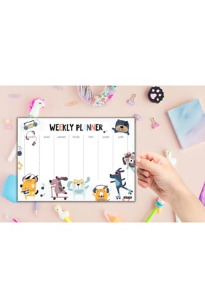 Çocuk Haftalık Planlayıcı - A4 - 30 Yaprak - Öğrenci Planlayıcı - Okul Planlayıcı - Ders Programı