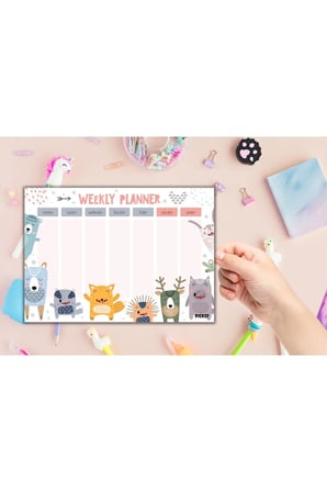 Çocuk Haftalık Planlayıcı - A4 - 30 Yaprak - Öğrenci Planlayıcı - Okul Planlayıcı - Ders Programı