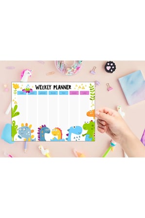 Çocuk Haftalık Planlayıcı - A4 - 30 Yaprak - Öğrenci Planlayıcı - Okul Planlayıcı - Ders Programı