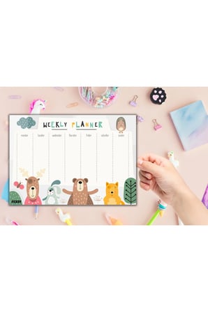 Çocuk Haftalık Planlayıcı - A4 - 30 Yaprak - Öğrenci Planlayıcı - Okul Planlayıcı - Ders Programı