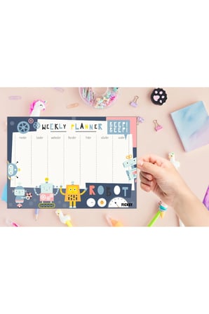 Çocuk Haftalık Planlayıcı - A4 - 30 Yaprak - Öğrenci Planlayıcı - Okul Planlayıcı - Ders Programı