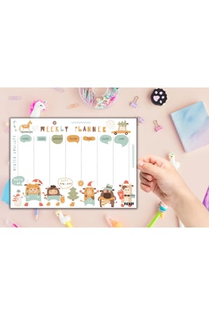 Çocuk Haftalık Planlayıcı - A4 - 30 Yaprak - Öğrenci Planlayıcı - Okul Planlayıcı - Ders Programı
