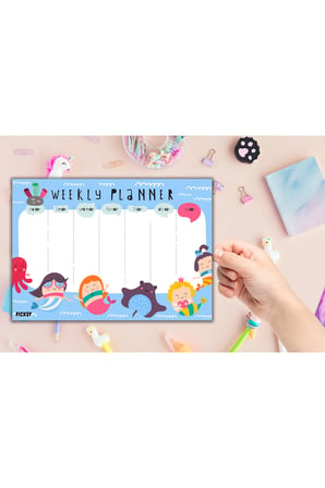 Çocuk Haftalık Planlayıcı - A4 - 30 Yaprak - Öğrenci Planlayıcı - Okul Planlayıcı - Ders Programı