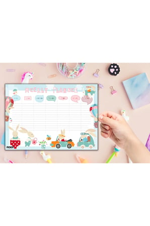 Çocuk Haftalık Planlayıcı - A4 - 30 Yaprak - Öğrenci Planlayıcı - Okul Planlayıcı - Ders Programı