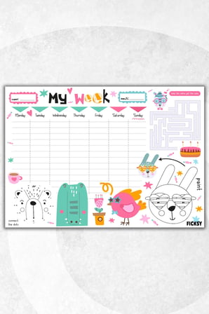 Çocuk Haftalık Planlayıcı - A4 - 30 Yaprak - Öğrenci Planlayıcı - Okul Planlayıcı - Ders Programı