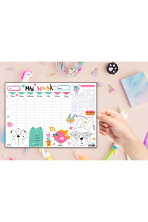 Çocuk Haftalık Planlayıcı - A4 - 30 Yaprak - Öğrenci Planlayıcı - Okul Planlayıcı - Ders Programı