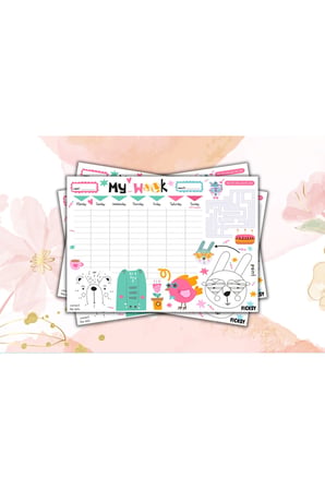 Çocuk Haftalık Planlayıcı - A4 - 30 Yaprak - Öğrenci Planlayıcı - Okul Planlayıcı - Ders Programı