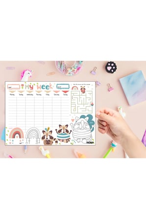 Çocuk Haftalık Planlayıcı - A4 - 30 Yaprak - Öğrenci Planlayıcı - Okul Planlayıcı - Ders Programı