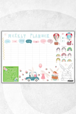 Çocuk Haftalık Planlayıcı - A4 - 30 Yaprak - Öğrenci Planlayıcı - Okul Planlayıcı - Ders Programı