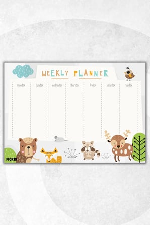 Çocuk Haftalık Planlayıcı - A4 - 30 Yaprak - Öğrenci Planlayıcı - Okul Planlayıcı - Ders Programı