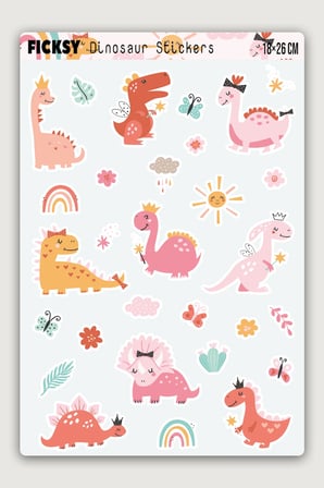 Sevimli Dinozor Sticker Seti - 29 Adet Etiket Çıkartma