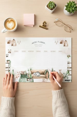 Haftalık Planlayıcı - A4 Ebat - Sevimli Kedi - 30 Yaprak - Weekly Planner