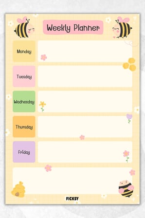 Çocuk Haftalık Planlayıcı - A4 - 30 Yaprak - Öğrenci Planlayıcı - Okul Planlayıcı - Ders Programı