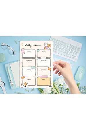 Çocuk Haftalık Planlayıcı - A4 - 30 Yaprak - Öğrenci Planlayıcı - Okul Planlayıcı - Ders Programı