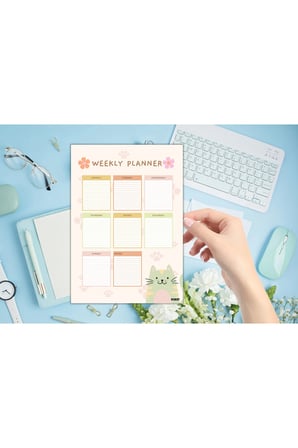 Çocuk Haftalık Planlayıcı - A4 - 30 Yaprak - Öğrenci Planlayıcı - Okul Planlayıcı - Ders Programı