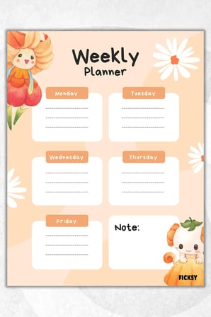 Çocuk Haftalık Planlayıcı - A4 - 30 Yaprak - Öğrenci Planlayıcı - Okul Planlayıcı - Ders Programı